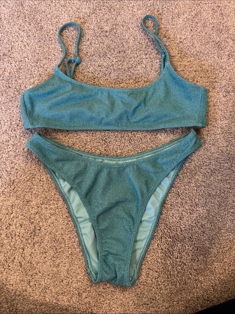 Pac Sun La Hearts Teal Sparkle Bikini Set